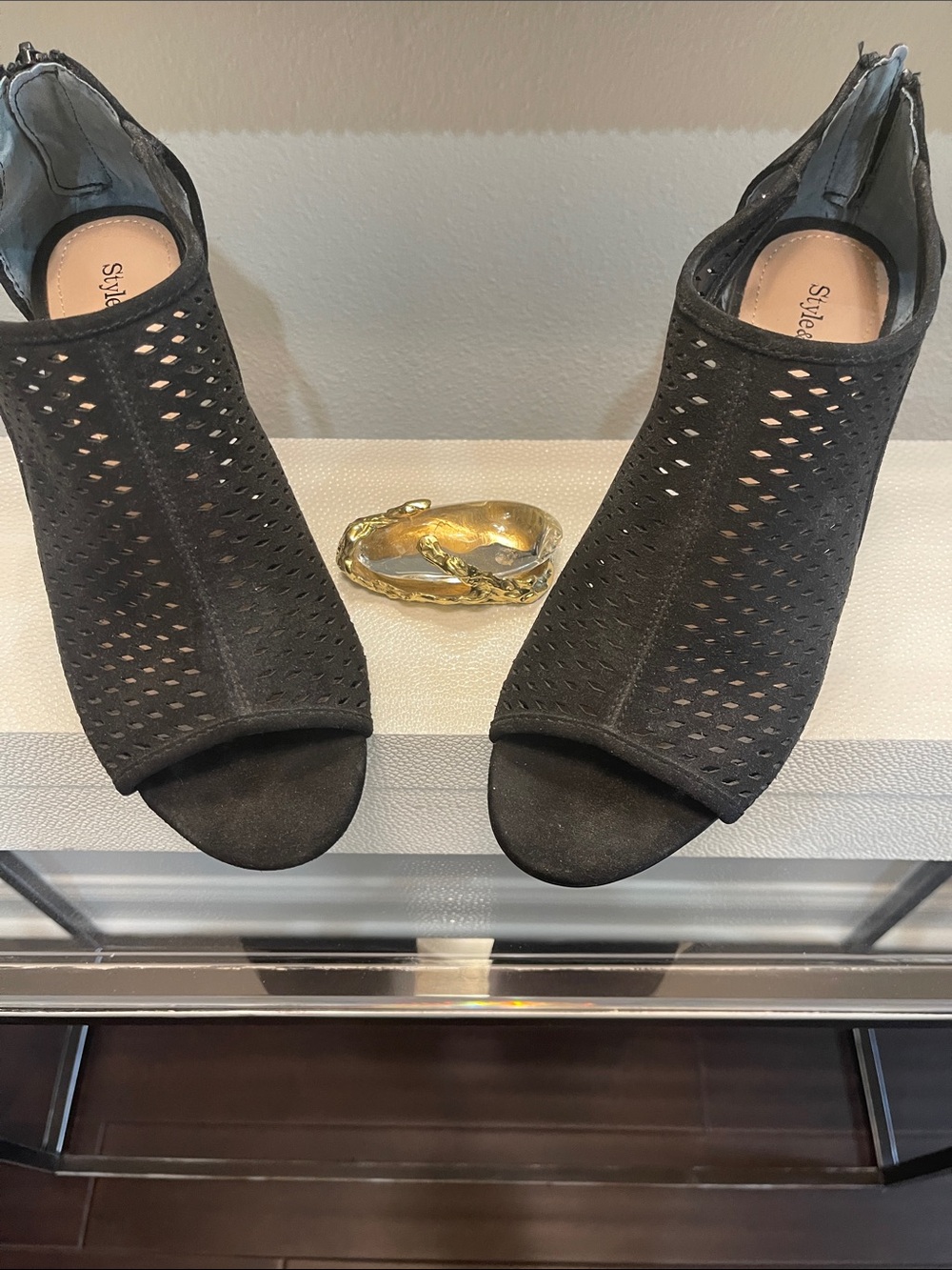 Style & Co. Black Perforated Open-Toe Bootie